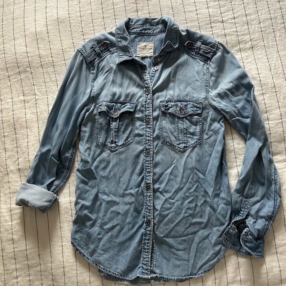 Soft Denim Button-Up Shirt